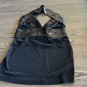 Mexx Black Sequin Halter Top
